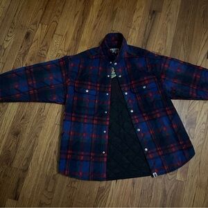 Bape Logo check Pattern Padded Flannel Shirt Jacket